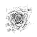 Sunflower rose snow drop bluebells geometric  tattoo design idea