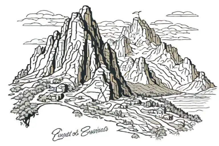 Picos De Europa National Park (Spain) mountain outline tattoo design idea