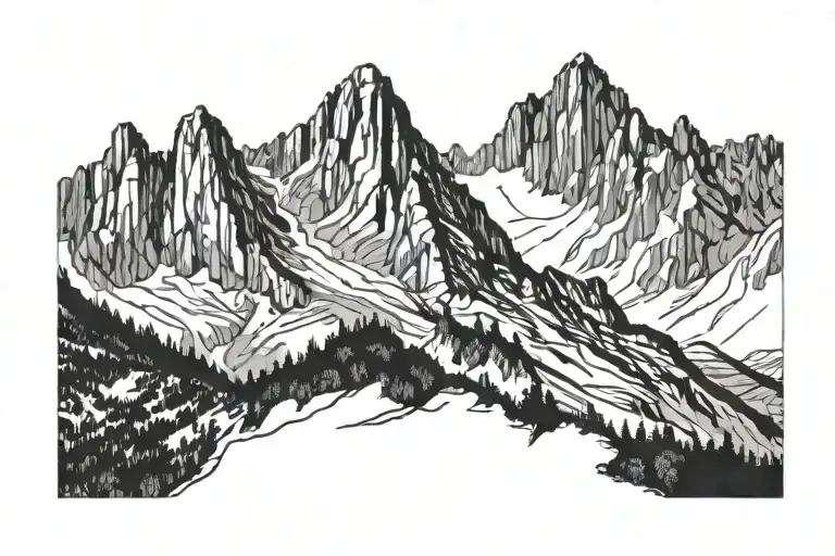 Picos De Europa National Park (Spain) mountain outline tattoo design idea