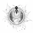 ladybug, moon, lips, 3 children, dragonfly, wormhole tattoo design idea