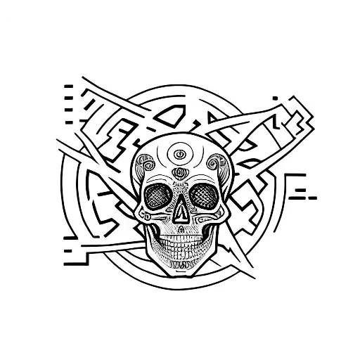 Skull with ascii code tattoo design idea