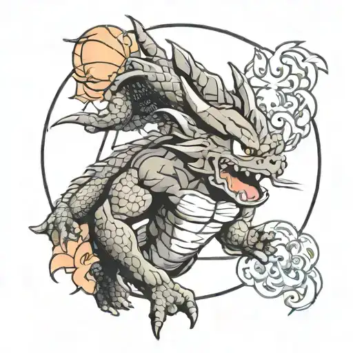 dragon ball and one piece tattoo design idea
