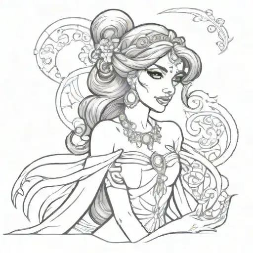 ghost princess jasmine tattoo design idea