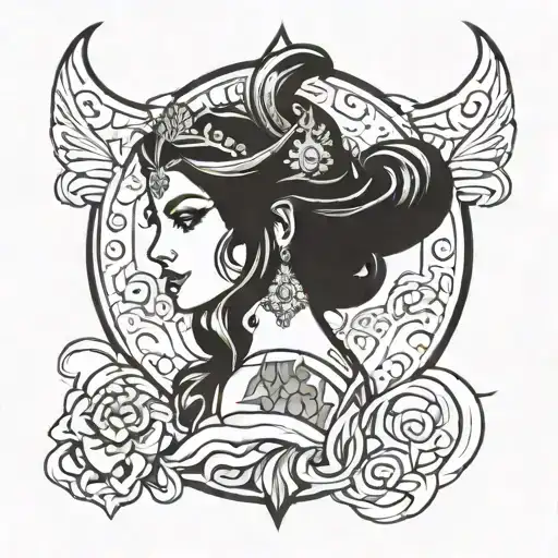 demon princess jasmine tattoo design idea