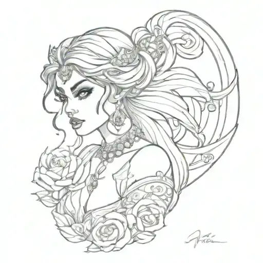 demon princess jasmine tattoo design idea