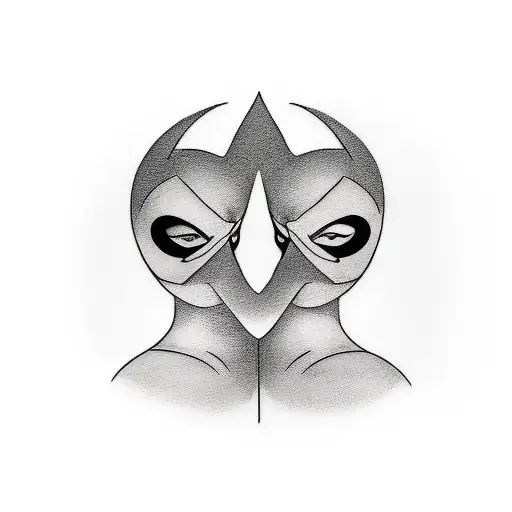 A minimalist tattoo of Batman and Catwoman in a seductive pose tattoo design idea