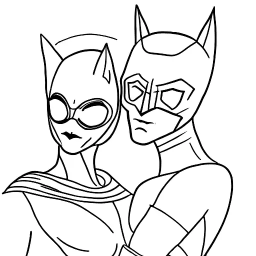 A minimalist tattoo of Batman and Catwoman in a seductive pose tattoo design idea
