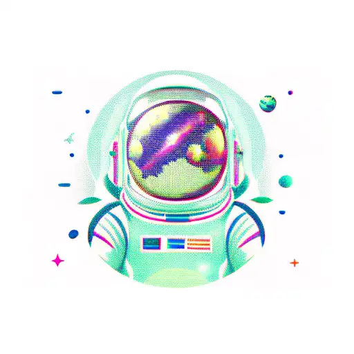 spaceman with geometric background tattoo design idea