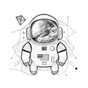 spaceman with geometric background tattoo design idea