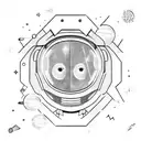 spaceman with geometric background tattoo design idea