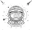 spaceman with geometric background tattoo design idea