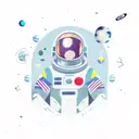 spaceman with geometric background tattoo design idea
