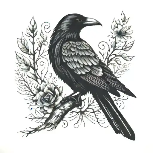 scandinavian tattoo on shoulder  with raven  tattoo design idea