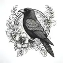 scandinavian tattoo on shoulder  with raven  tattoo design idea