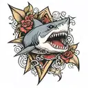 great white shark tooth  tattoo design idea