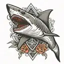 great white shark tooth  tattoo design idea