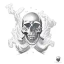 sleeve starting in the wrist with a skull, a ghost ship sailing in a storm ,  tattoo design idea