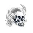 sleeve starting in the wrist with a skull, a ghost ship sailing in a storm ,  tattoo design idea