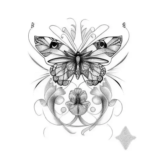 butterfly with Iris Virgo tattoo design idea