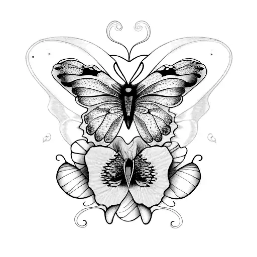 butterfly with Iris Virgo tattoo design idea