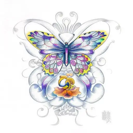 butterfly with Iris Virgo tattoo design idea