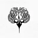 fusing a wolf and a Celtic knot tree tattoo design idea