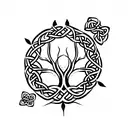 fusing a wolf and a Celtic knot tree tattoo design idea