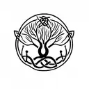 fusing a wolf and a Celtic knot tree tattoo design idea