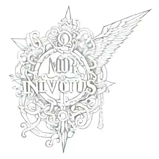 morior invictus text tattoo design idea