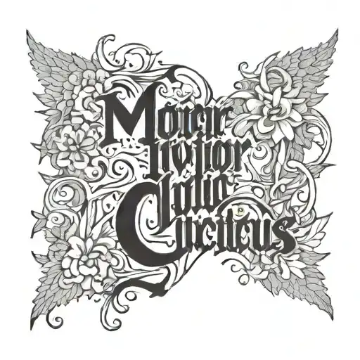morior invictus text tattoo design idea