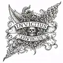 morior invictus text tattoo design idea