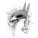 loon, guitar, daisy tattoo design idea