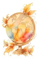 world globe with symbols inside  tattoo design idea