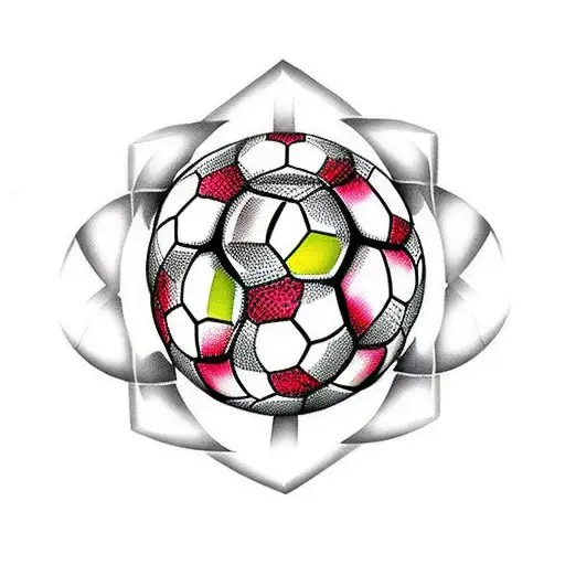 A soccer ball made up of various musical instruments tattoo design idea