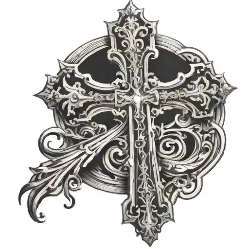 gothic religious cross tattoo design idea