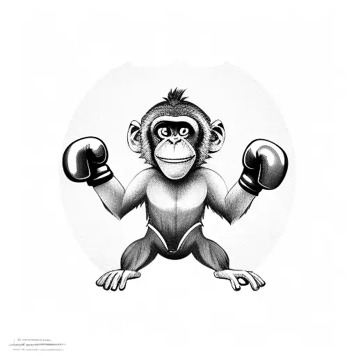 monkey with boxing gloves tattoo design idea