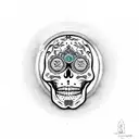 sugar skull with third eye on forehead tattoo design idea