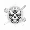 sugar skull with third eye on forehead tattoo design idea