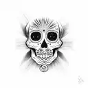 sugar skull with third eye on forehead tattoo design idea