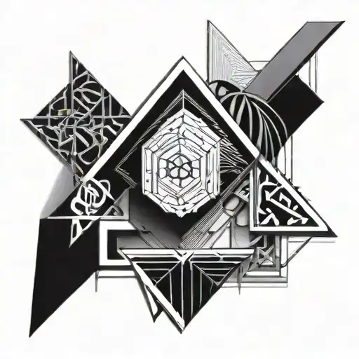 Abstract geometric design incorporating the names or initials of your 3 kids tattoo design idea