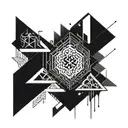 Abstract geometric design incorporating the names or initials of your 3 kids tattoo design idea