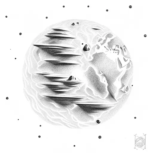 A planet with a dock extending into space tattoo design idea