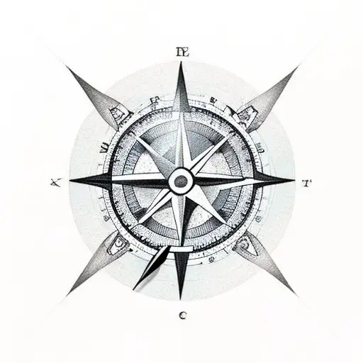 broken compass tattoo design idea