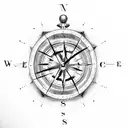 broken compass and melted clock tattoo design idea