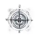 broken compass and melted clock tattoo design idea