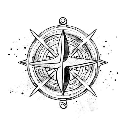 anchor blonde mermaid compass facing south dragonfly watercolour paint tattoo design idea