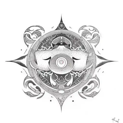 orca in a yin and Yang symbol  tattoo design idea