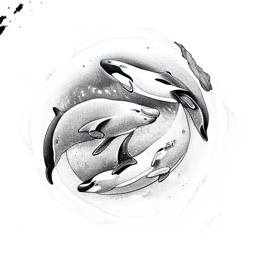 Yin and Yang but the white is a seal and the black is an orca tattoo design idea