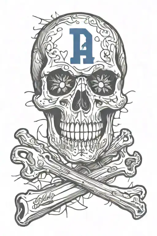 Los Angeles dodgers skull tattoo design idea