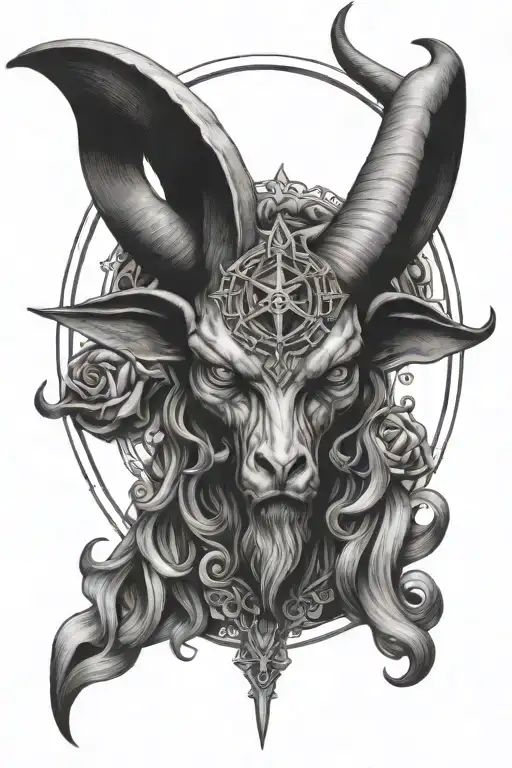 baphomet surrounded tattoo design idea